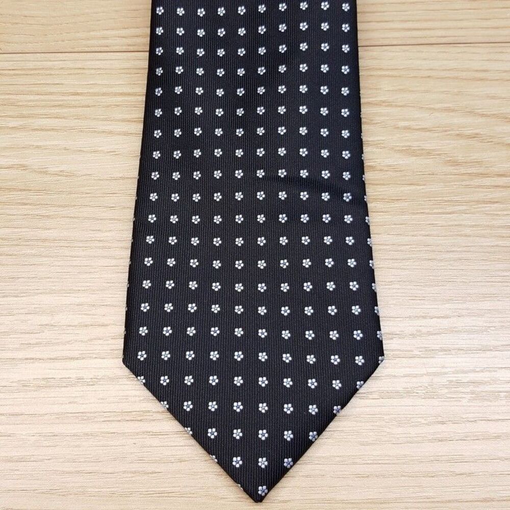 CLUB ROOM Mens Neck Tie Black Floral Classic Business Workwear Dress